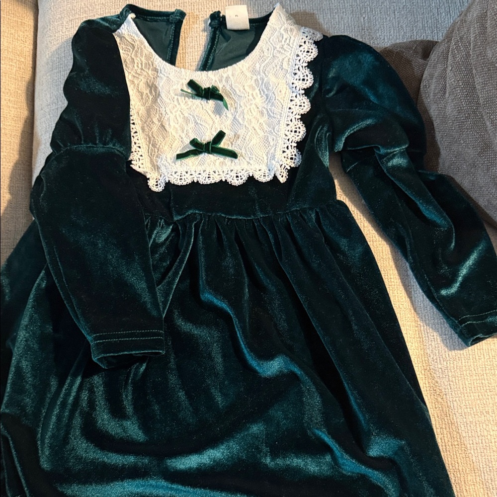 Velvet Dress with Lace Detail